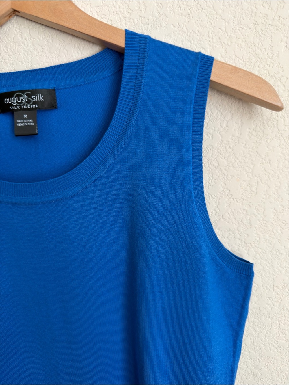 Silk Blend Sleeveless Sweater Tank August Silk M Cobalt Blue Knit Shell Layering - Picture 5 of 15
